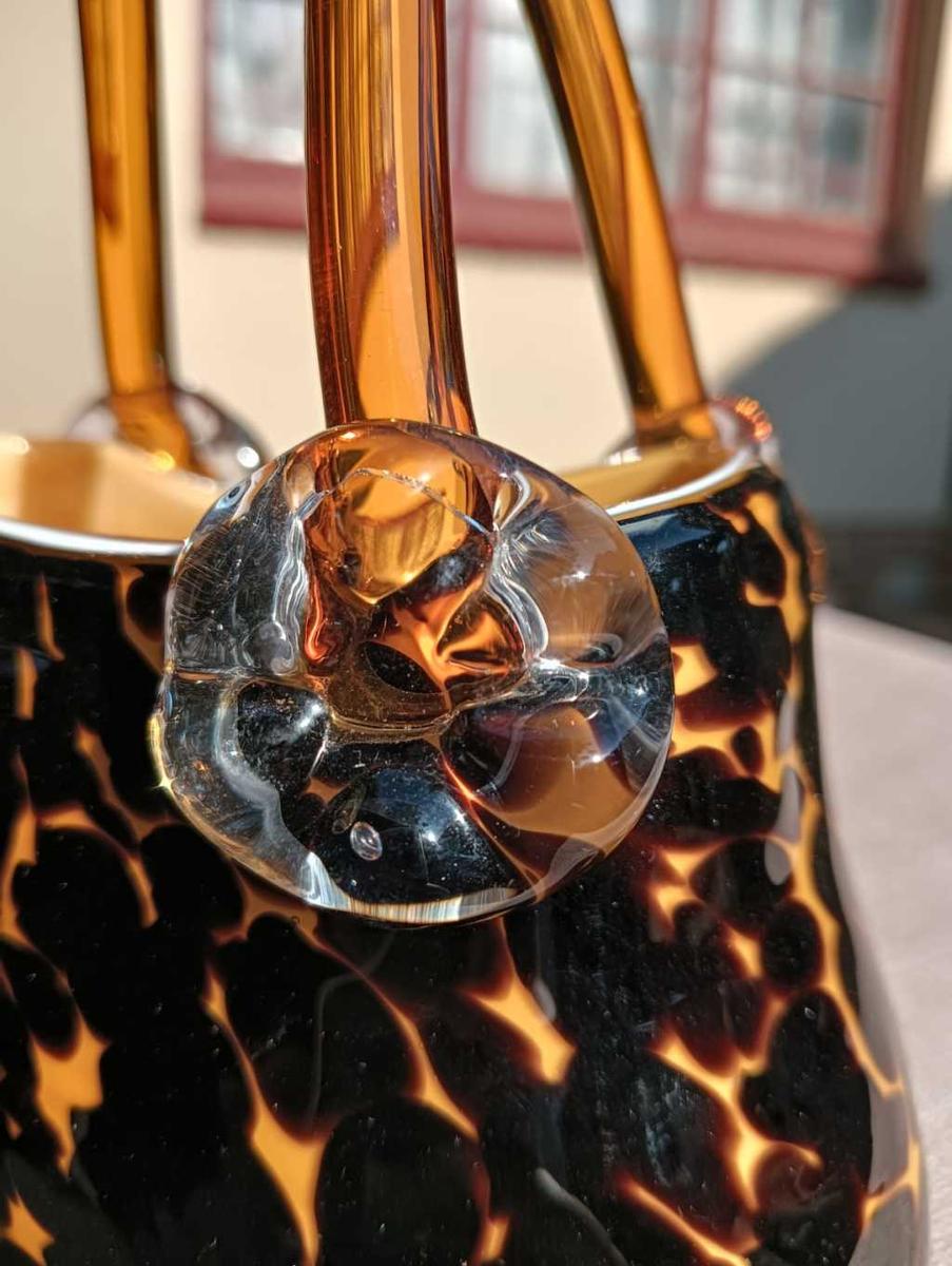 Vases Stylish Leopard Spot Italian Empoli Amber Art Glass Fashion